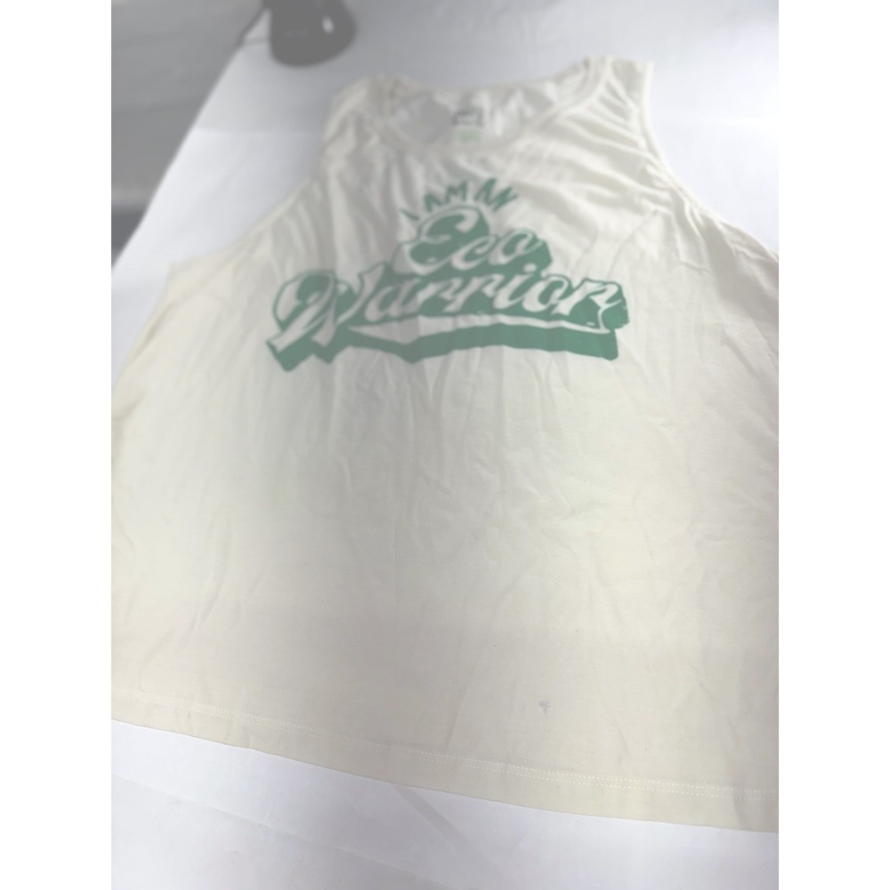 Modern LUX Eco Warrior Graphic Tank Top Women's White Sleeveless Cotton, Size 2X - Picture 4 of 7